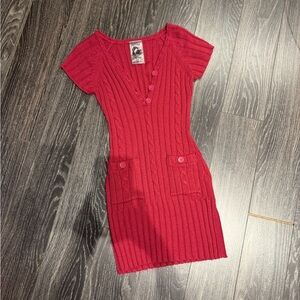 Hot Pink Fuschia Ribbed Knit Dress by Red Paint Collection